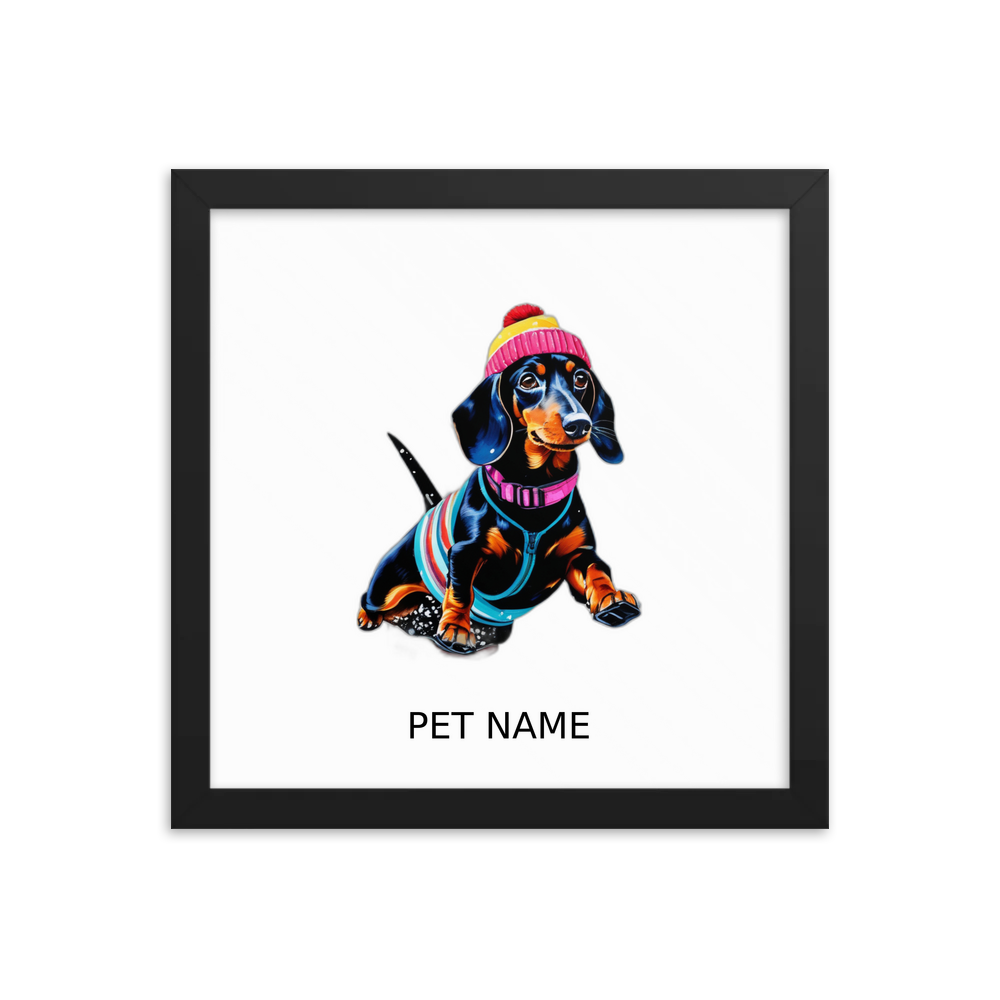 PugMug Custom Black Dachshund Framed Print with Your Pet’s Name