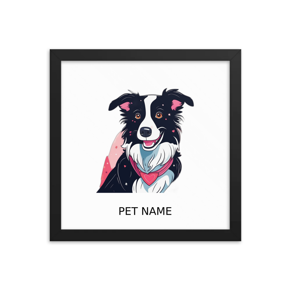 PugMug Custom Border Collie Framed Print with Your Pet’s Name
