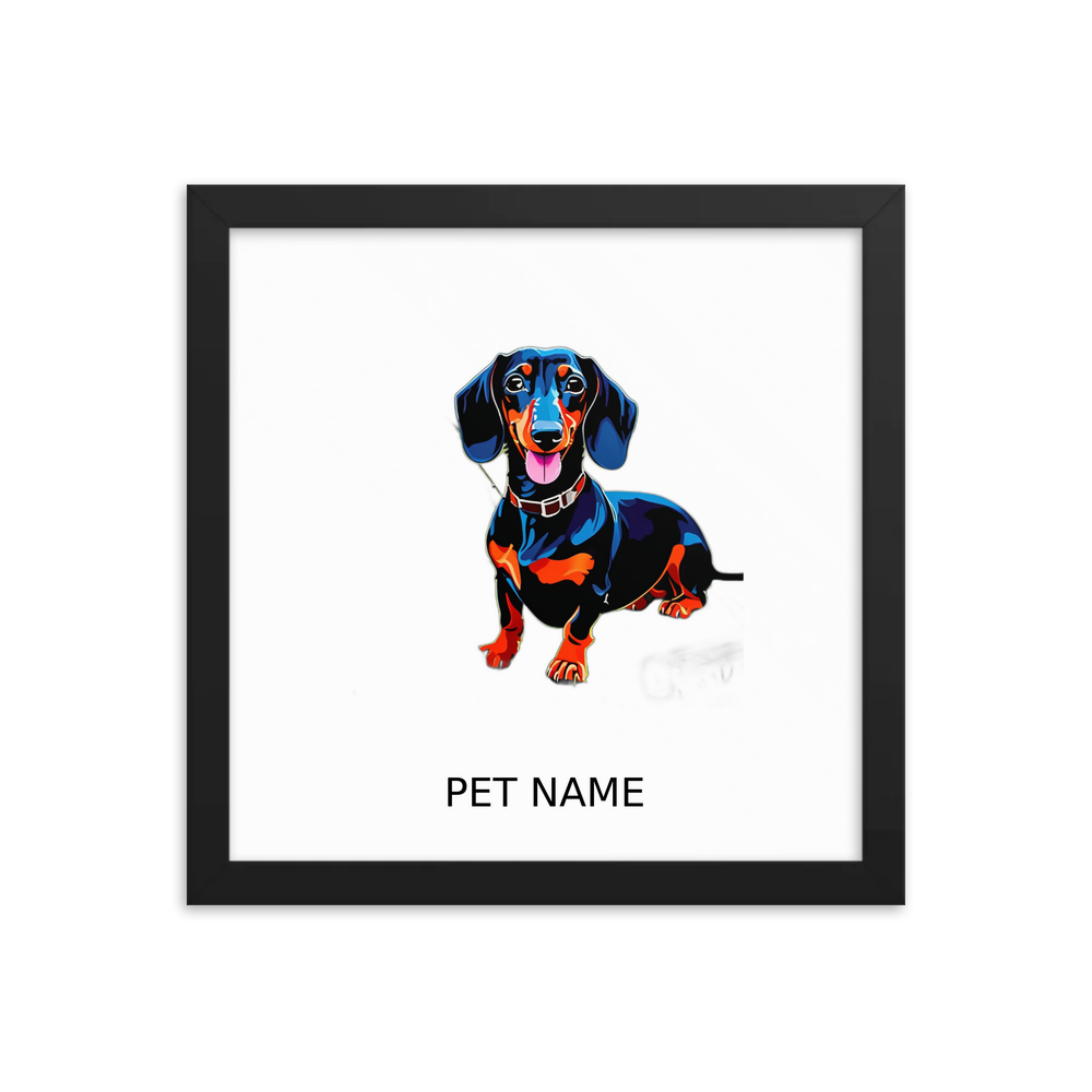 PugMug Custom Black Dachshund Framed Print with Your Pet’s Name