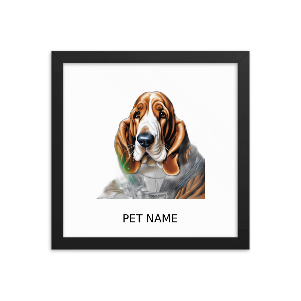 PugMug Custom Basset Hound Framed Print with Your Pet’s Name