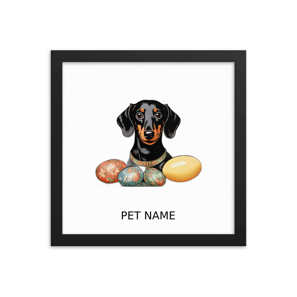 PugMug Custom Black Dachshund Framed Print with Your Pet’s Name