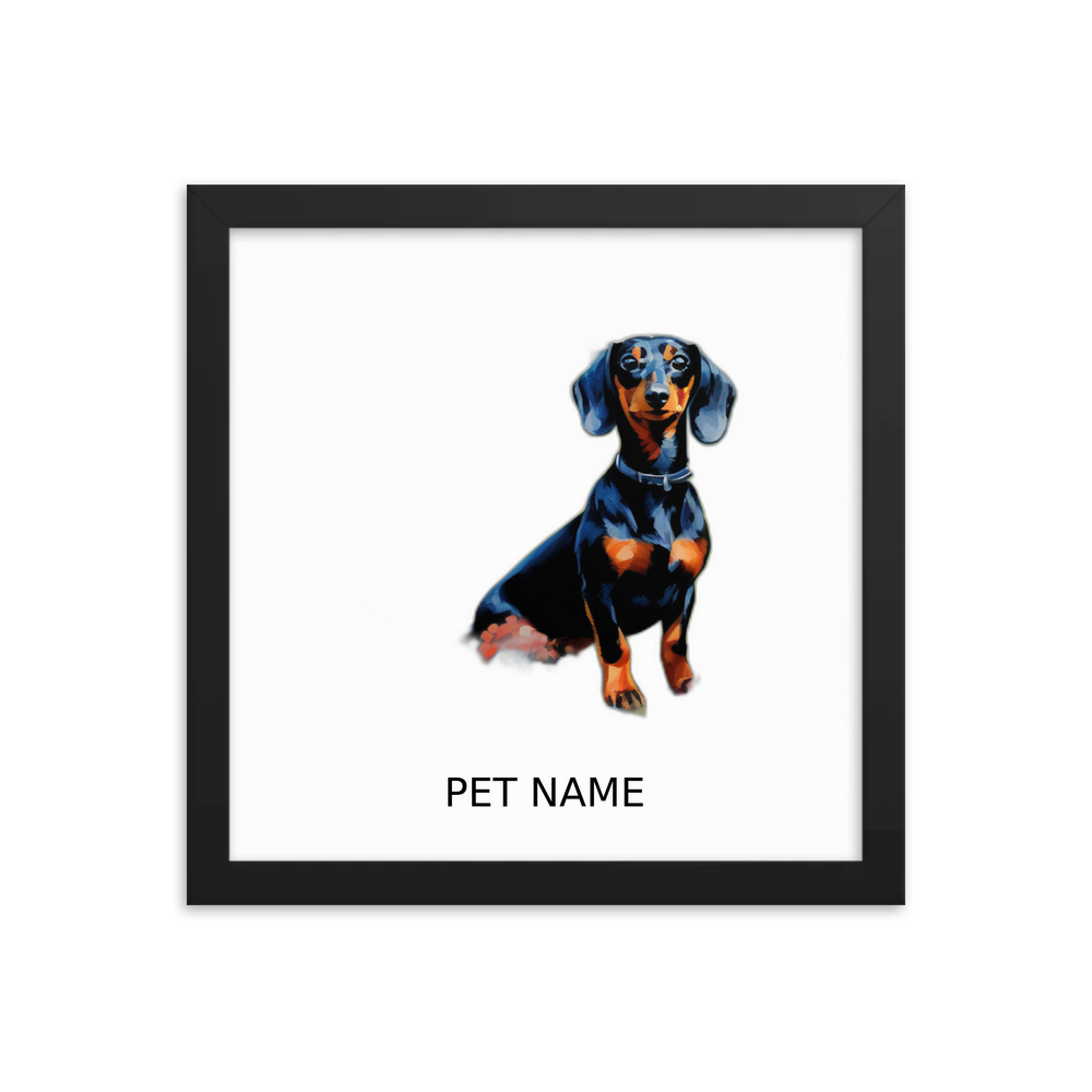 PugMug Custom Black Dachshund Framed Print with Your Pet’s Name