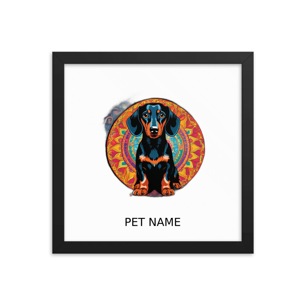 PugMug Custom Black Dachshund Framed Print with Your Pet’s Name