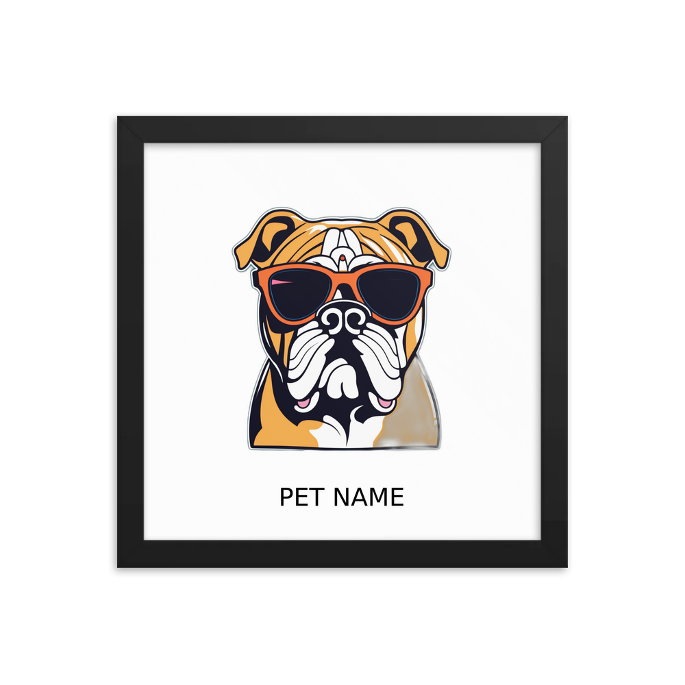 PugMug Custom Bulldog Framed Print with Your Pet’s Name