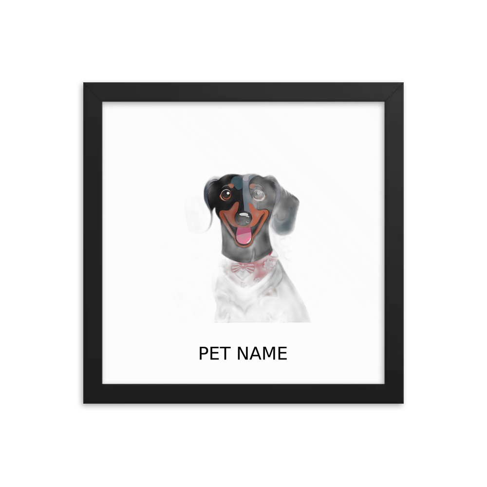PugMug Custom Black Dachshund Framed Print with Your Pet’s Name