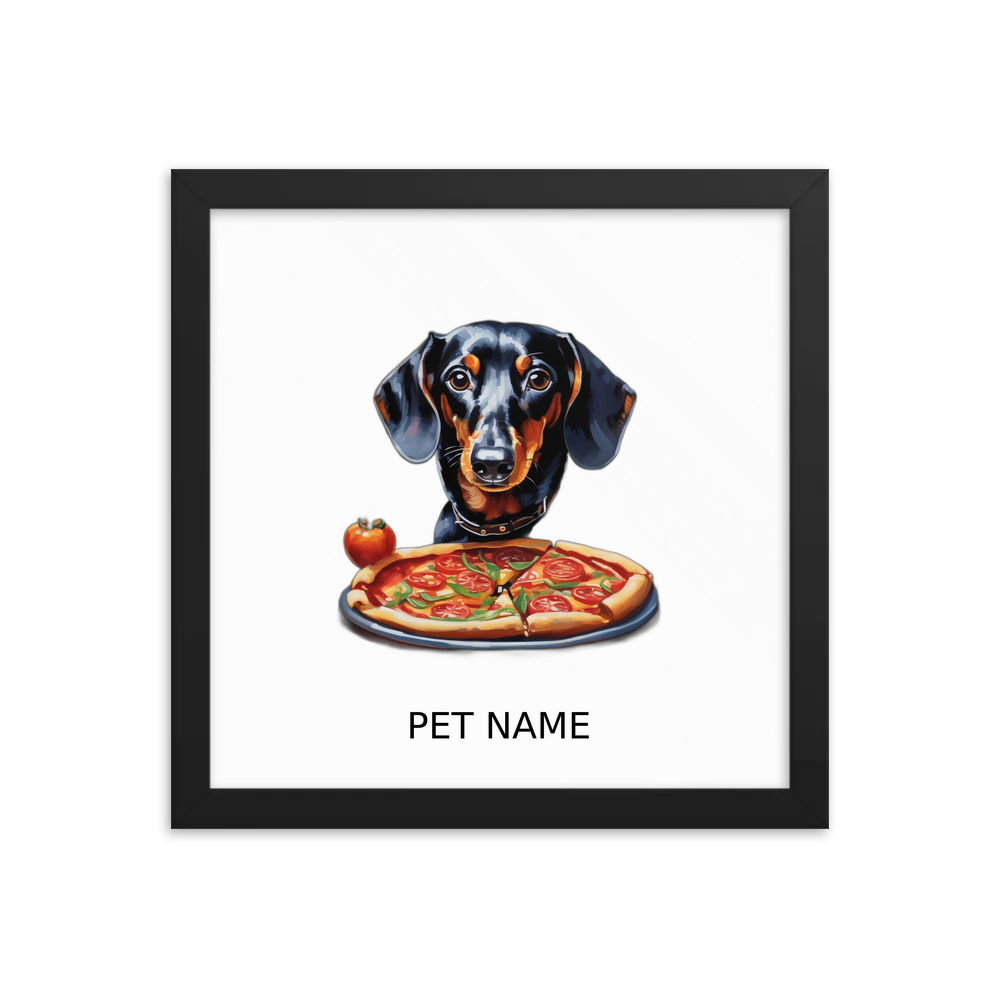 PugMug Custom Black Dachshund Framed Print with Your Pet’s Name