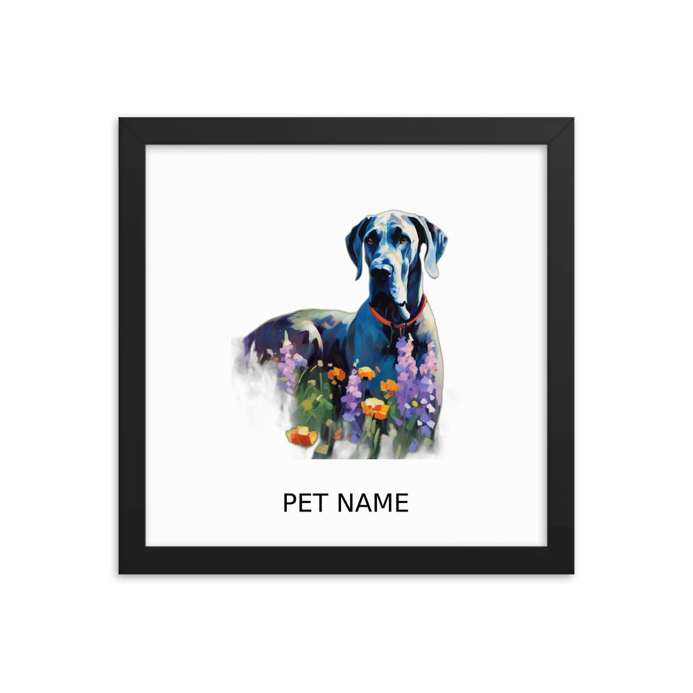 PugMug Custom Great Dane Framed Print with Your Pet’s Name