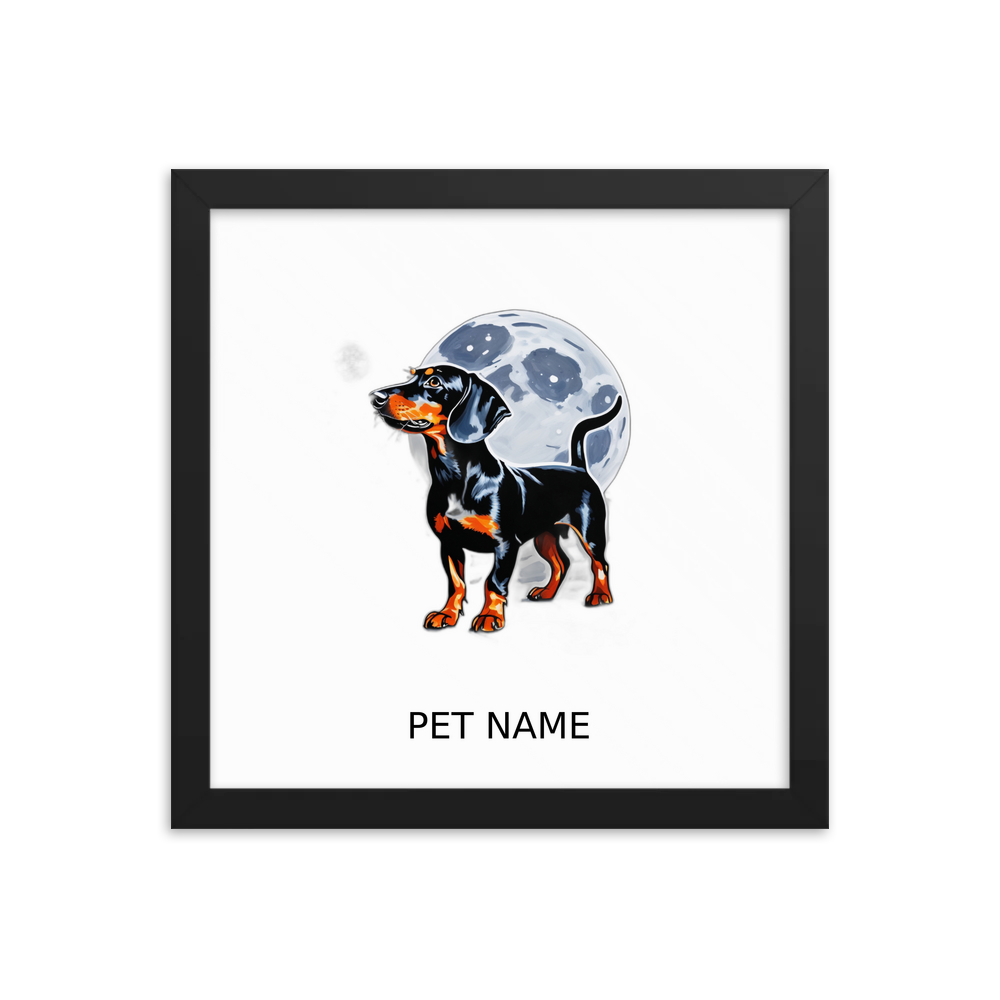 PugMug Custom Black Dachshund Framed Print with Your Pet’s Name