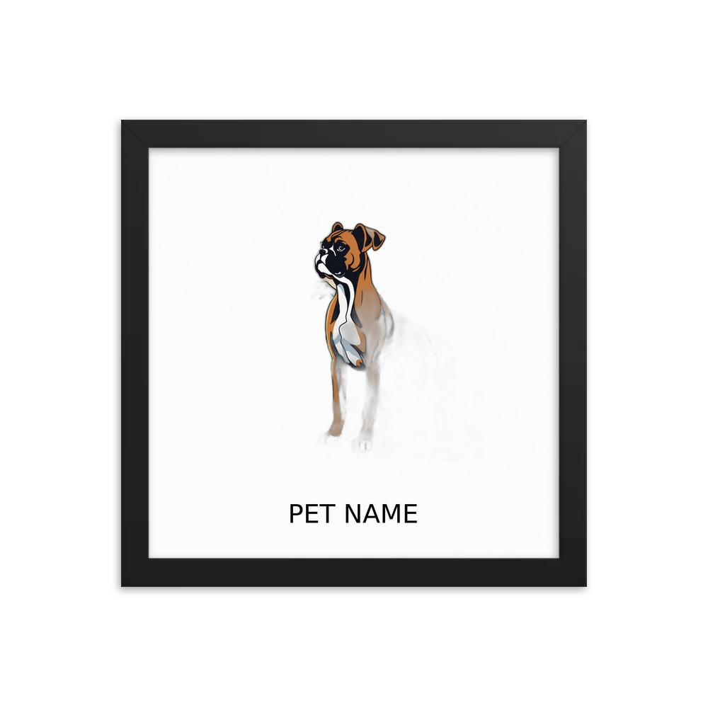 PugMug Custom Boxer Dog Framed Print with Your Pet’s Name