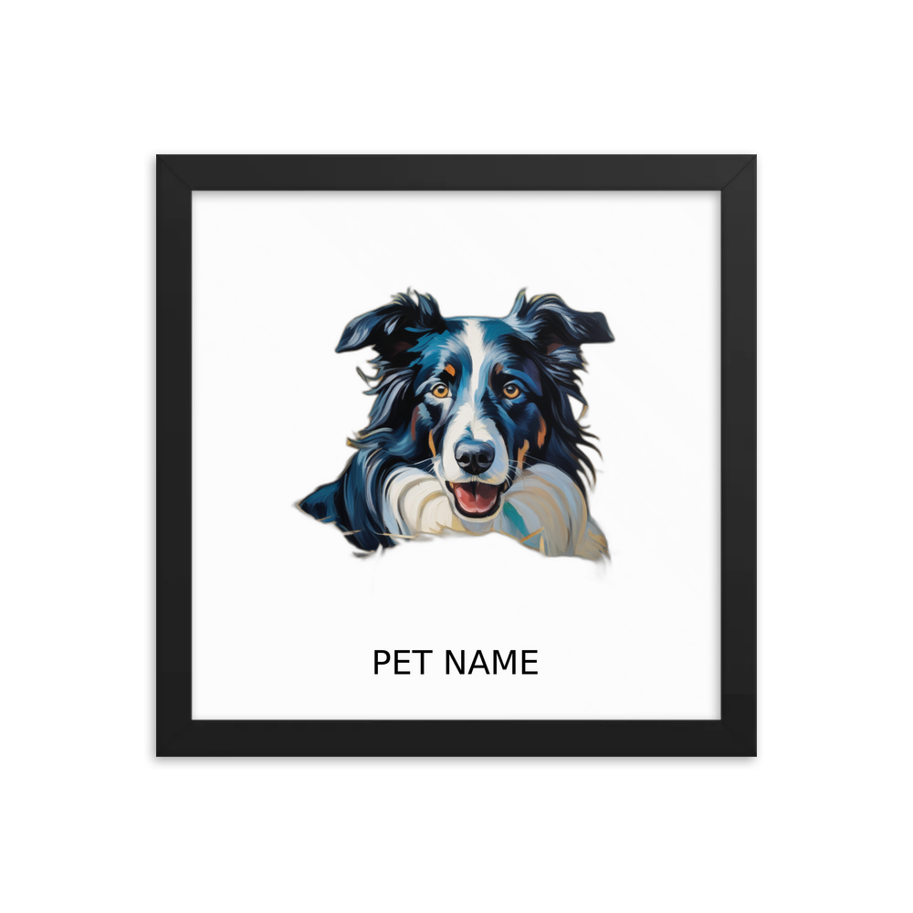 PugMug Custom Border Collie Framed Print with Your Pet’s Name