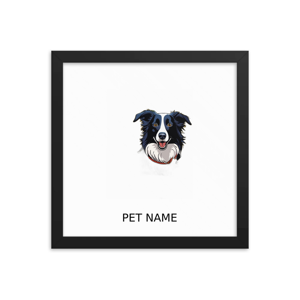 PugMug Custom Border Collie Framed Print with Your Pet’s Name