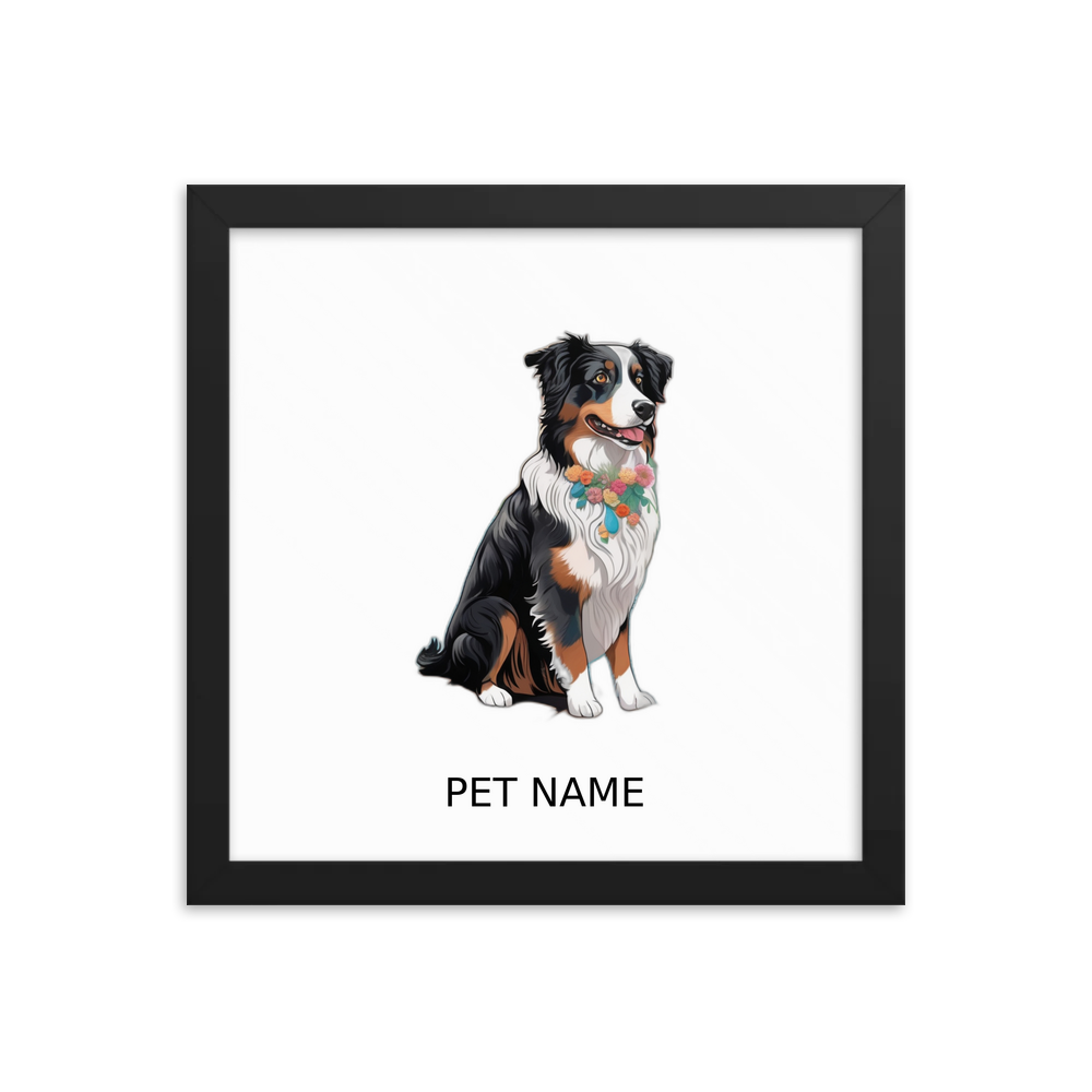 PugMug Custom Australian Shepherd Dog Framed Print with Your Pet’s Name