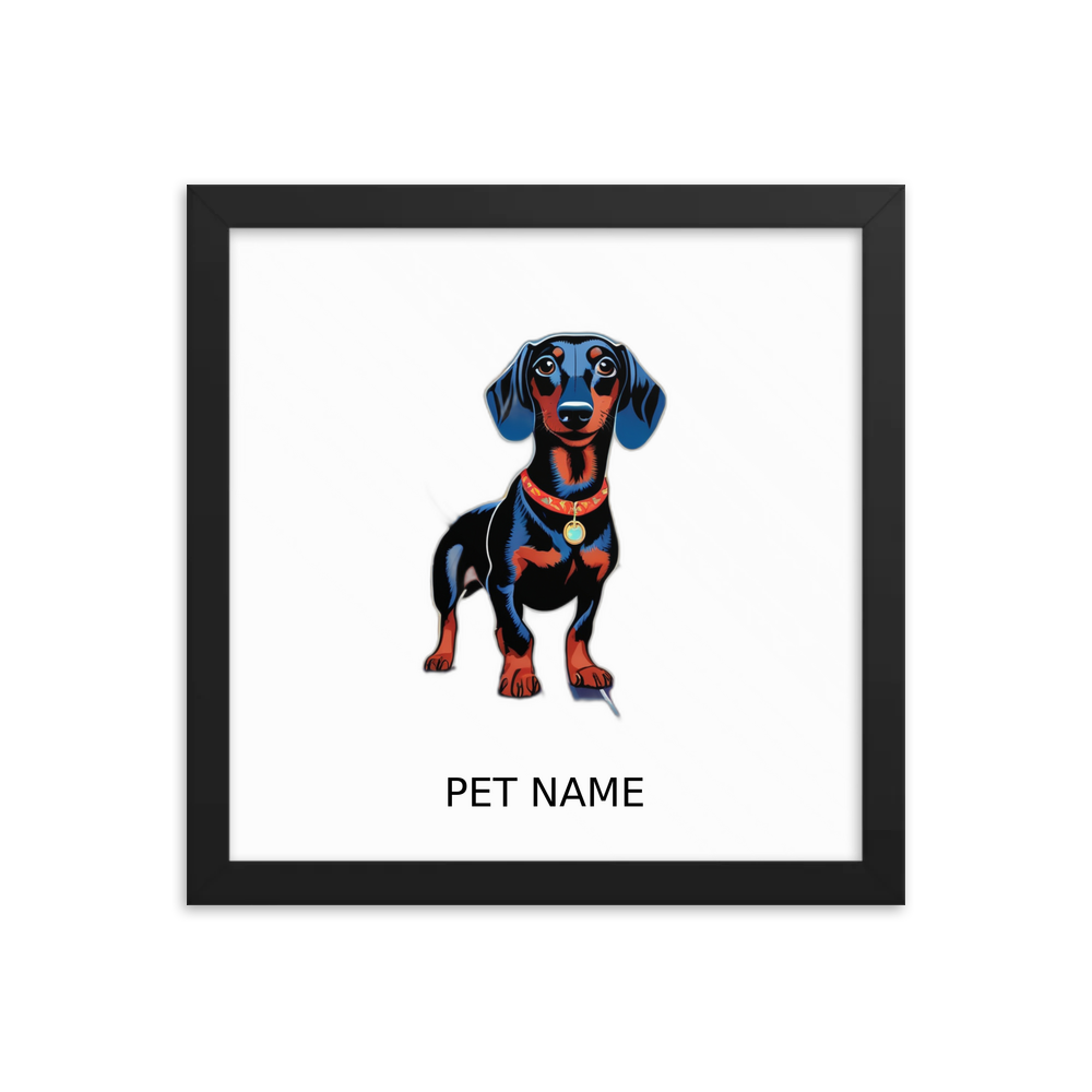 PugMug Custom Black Dachshund Framed Print with Your Pet’s Name