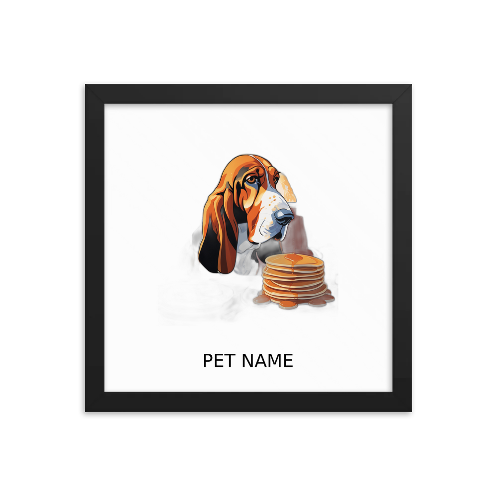 PugMug Custom Basset Hound Framed Print with Your Pet’s Name