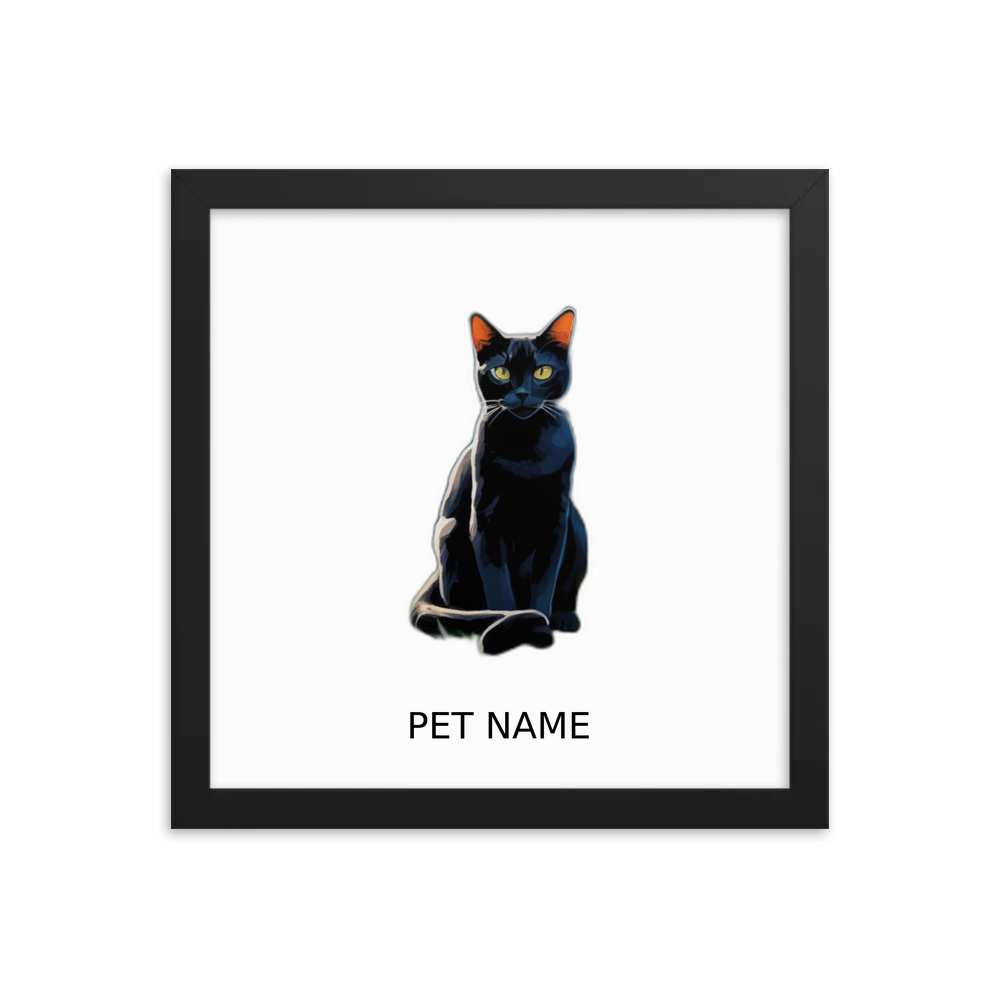PugMug Custom Black Abyssinian Cat Framed Print with Your Pet’s Name