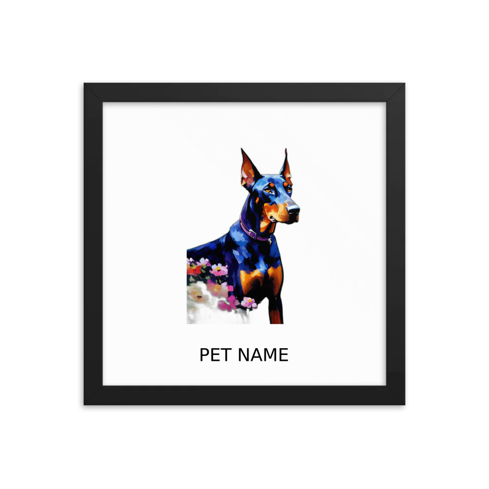 PugMug Custom Doberman Pinscher Framed Print with Your Pet’s Name