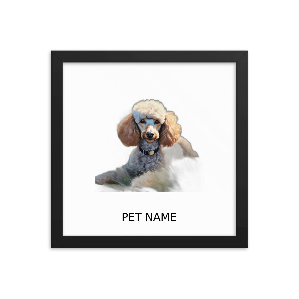 PugMug Custom Tan Poodle Framed Print with Your Pet’s Name