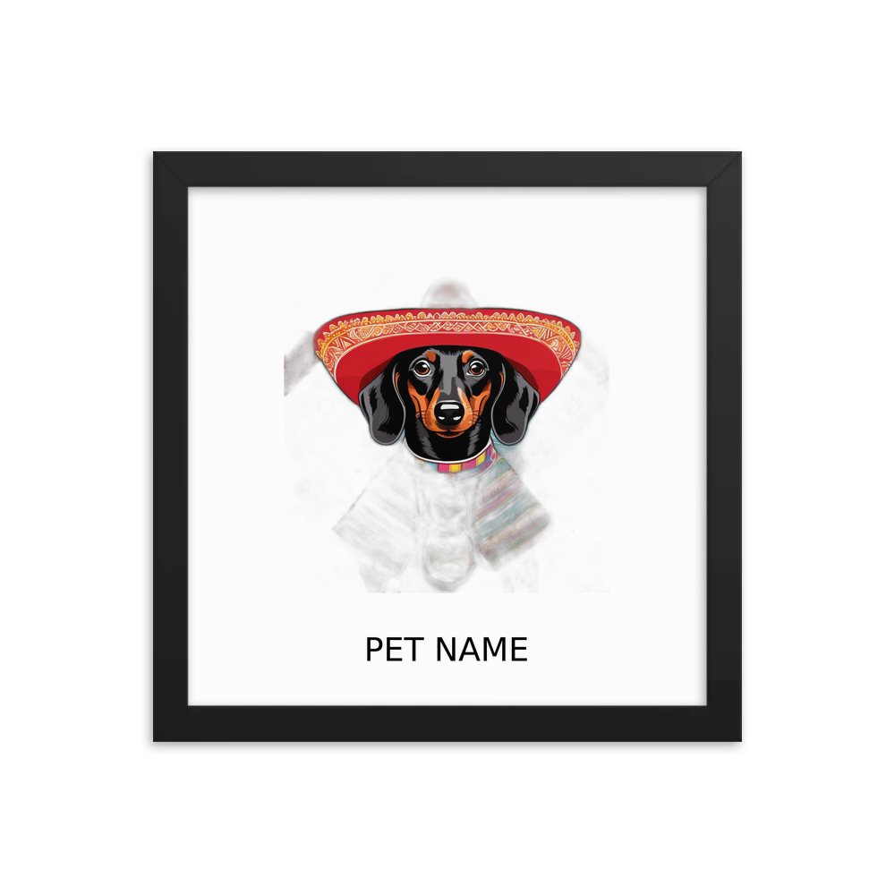 PugMug Custom Black Dachshund Framed Print with Your Pet’s Name