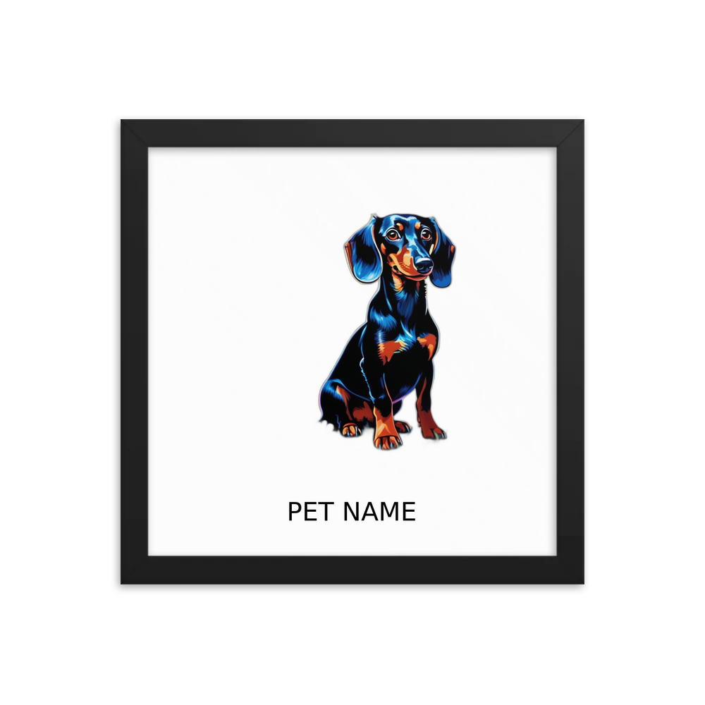 PugMug Custom Black Dachshund Framed Print with Your Pet’s Name