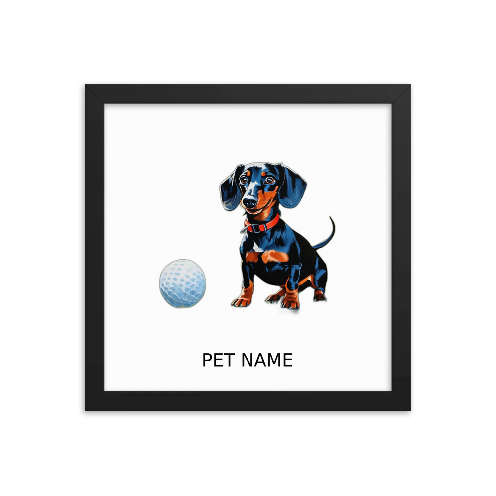 PugMug Custom Black Dachshund Framed Print with Your Pet’s Name