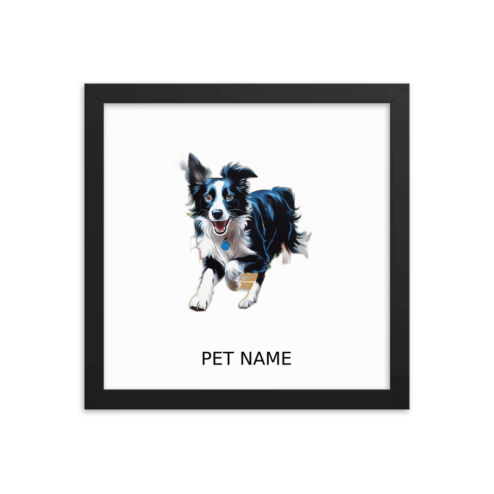 PugMug Custom Border Collie Framed Print with Your Pet’s Name