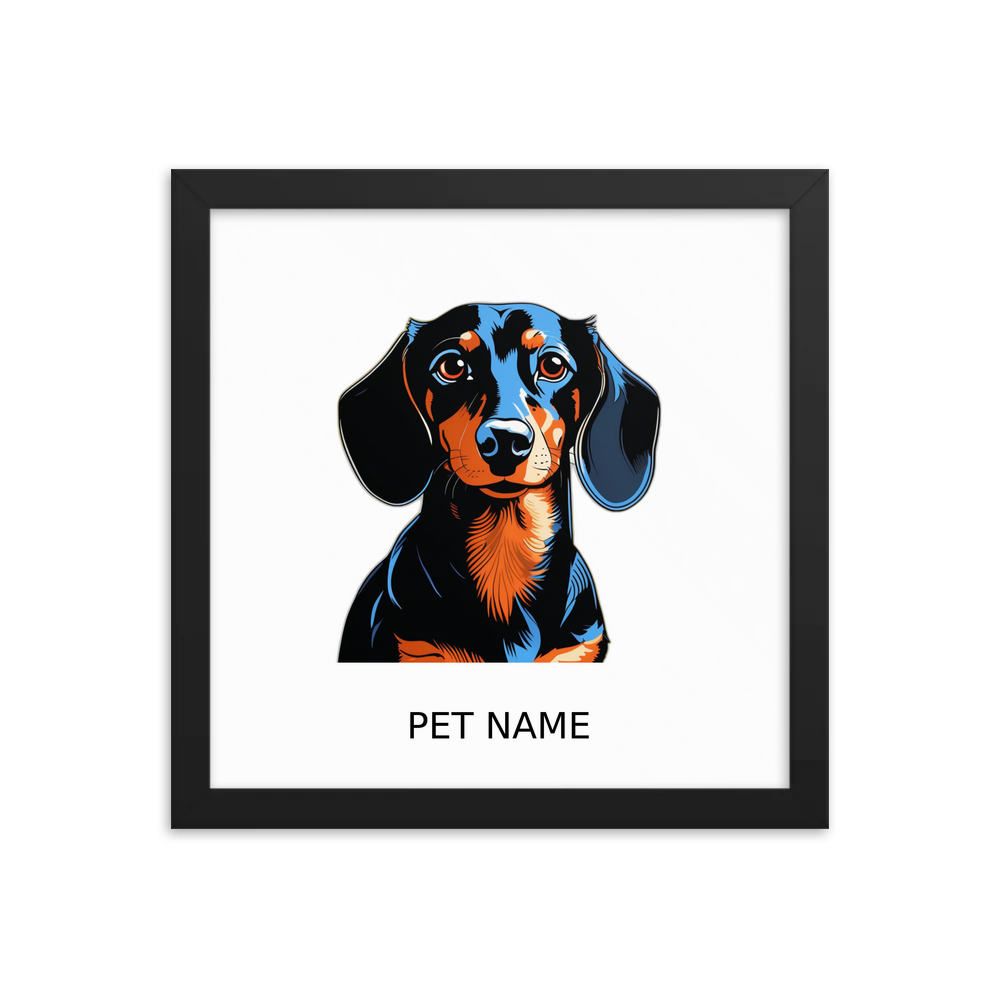 PugMug Custom Black Dachshund Framed Print with Your Pet’s Name