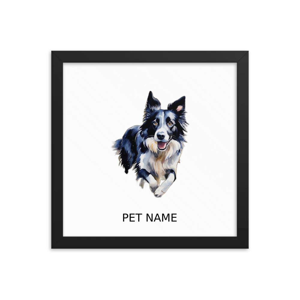 PugMug Custom Border Collie Framed Print with Your Pet’s Name