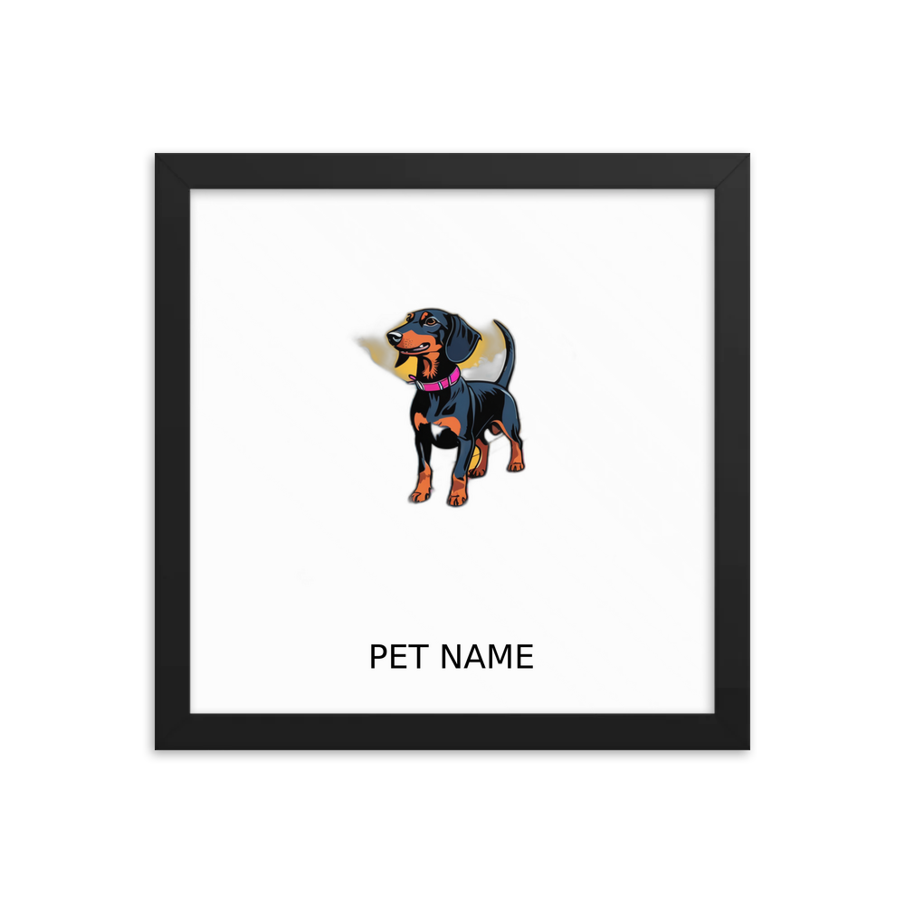 PugMug Custom Black Dachshund Framed Print with Your Pet’s Name