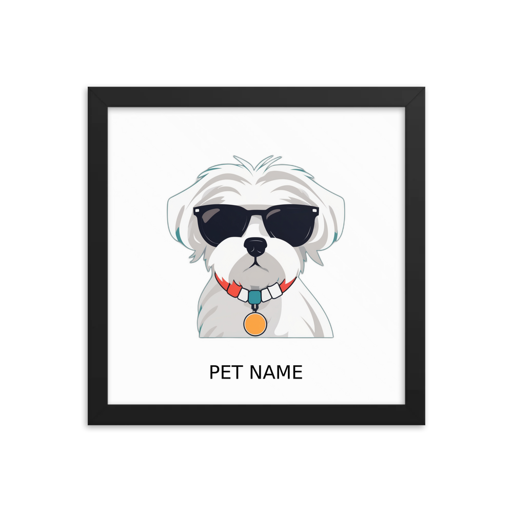 PugMug Custom Maltese Dog Framed Print with Your Pet’s Name