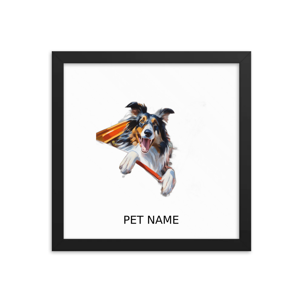 PugMug Custom Collie Framed Print with Your Pet’s Name