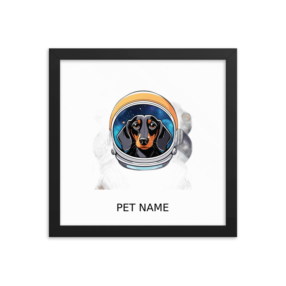 PugMug Custom Black Dachshund Framed Print with Your Pet’s Name