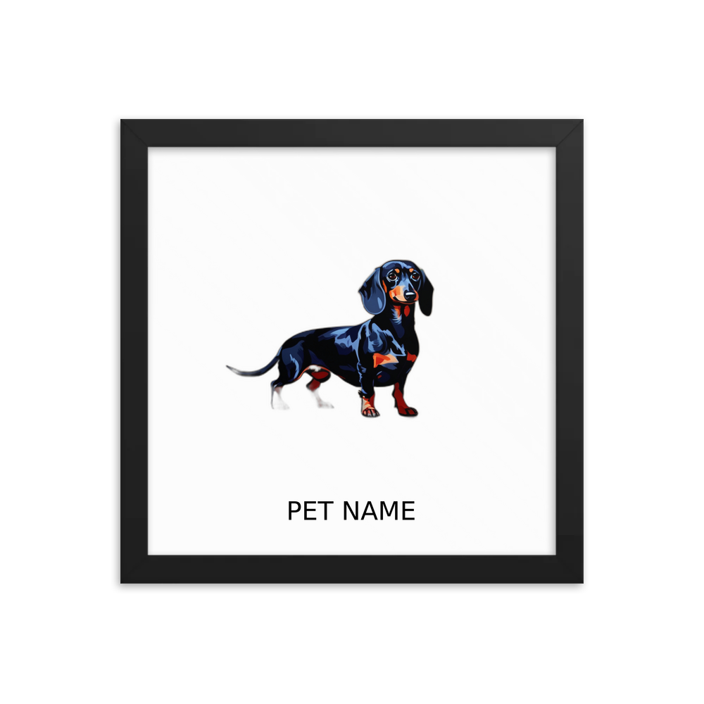 PugMug Custom Black Dachshund Framed Print with Your Pet’s Name
