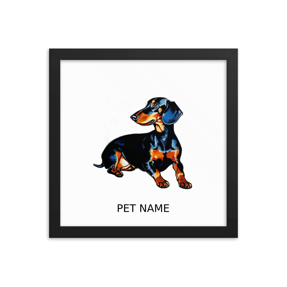 PugMug Custom Black Dachshund Framed Print with Your Pet’s Name