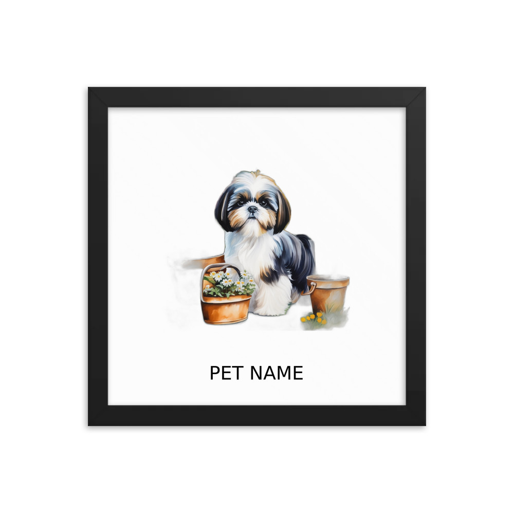 PugMug Custom Shih Tzu Framed Print with Your Pet’s Name