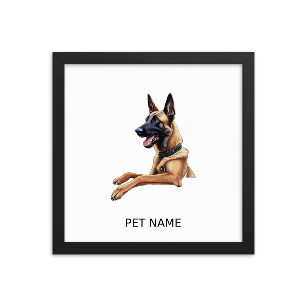 PugMug Custom Belgian Malinois Framed Print with Your Pet’s Name