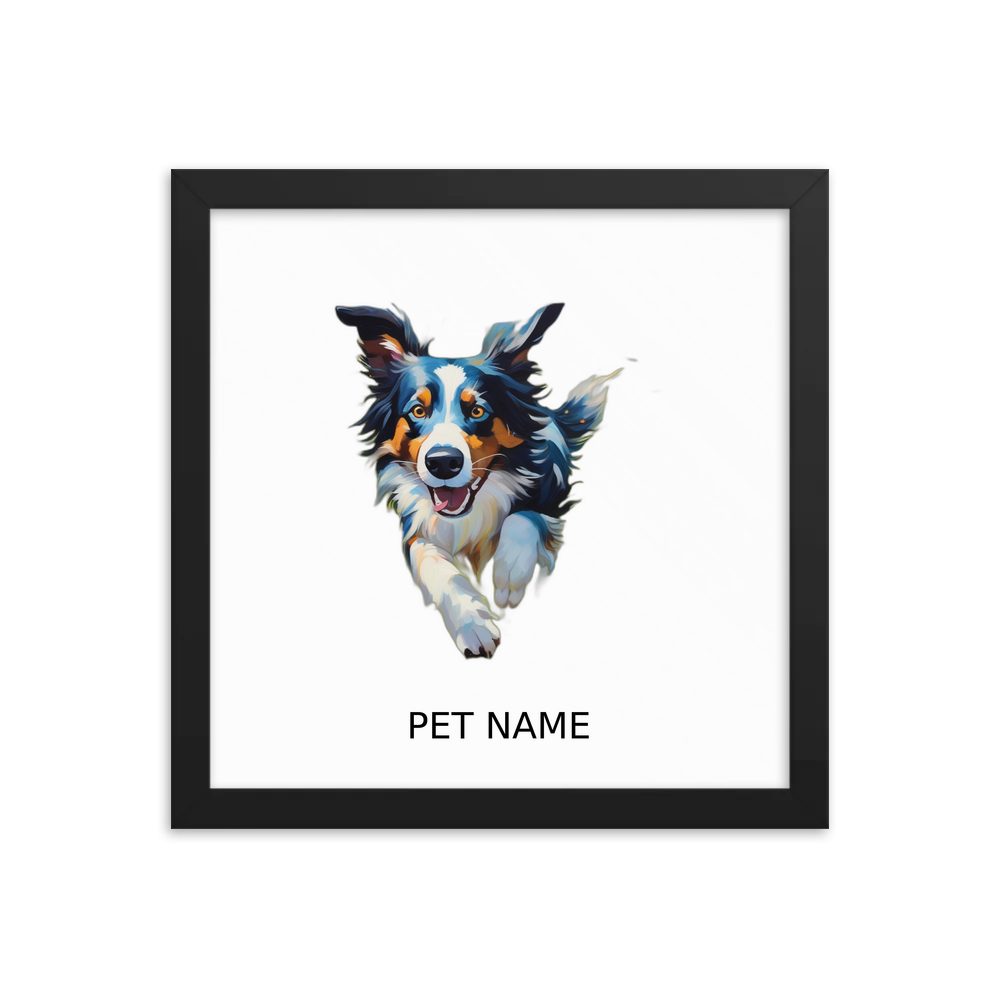 PugMug Custom Border Collie Framed Print with Your Pet’s Name