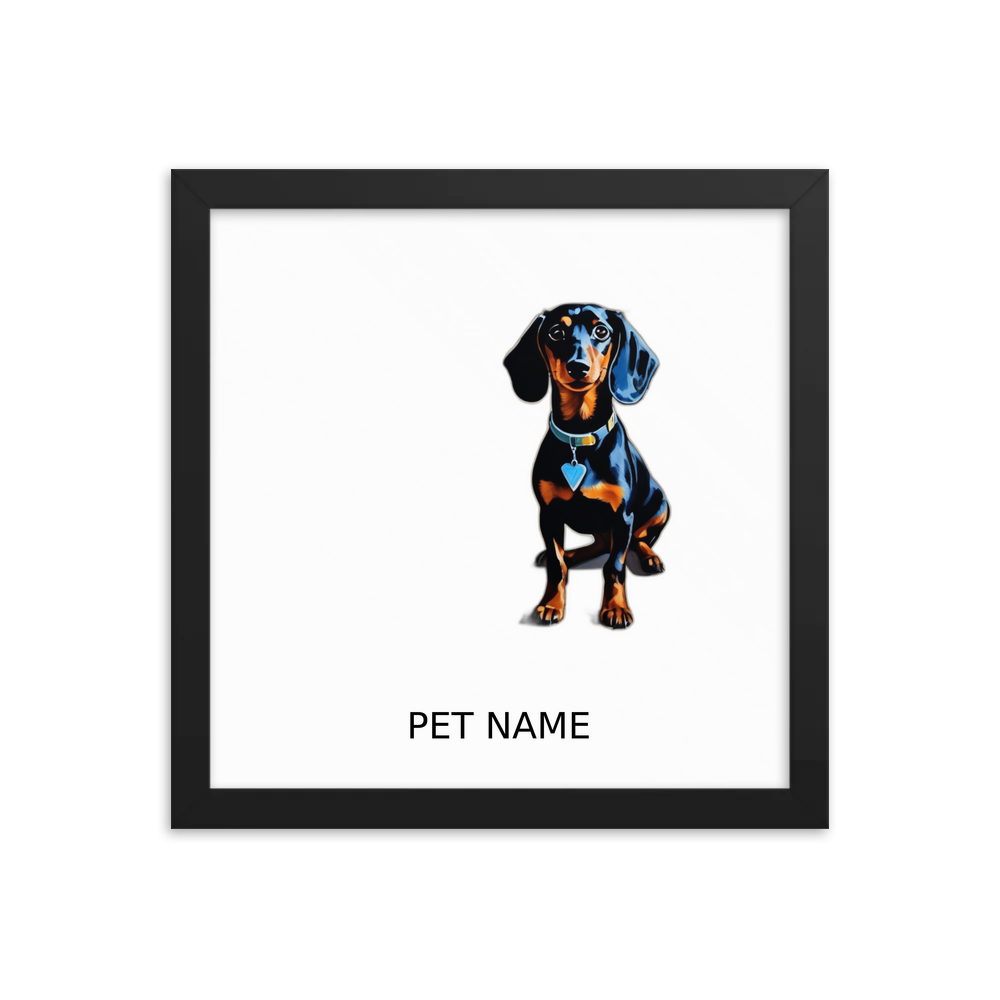 PugMug Custom Black Dachshund Framed Print with Your Pet’s Name
