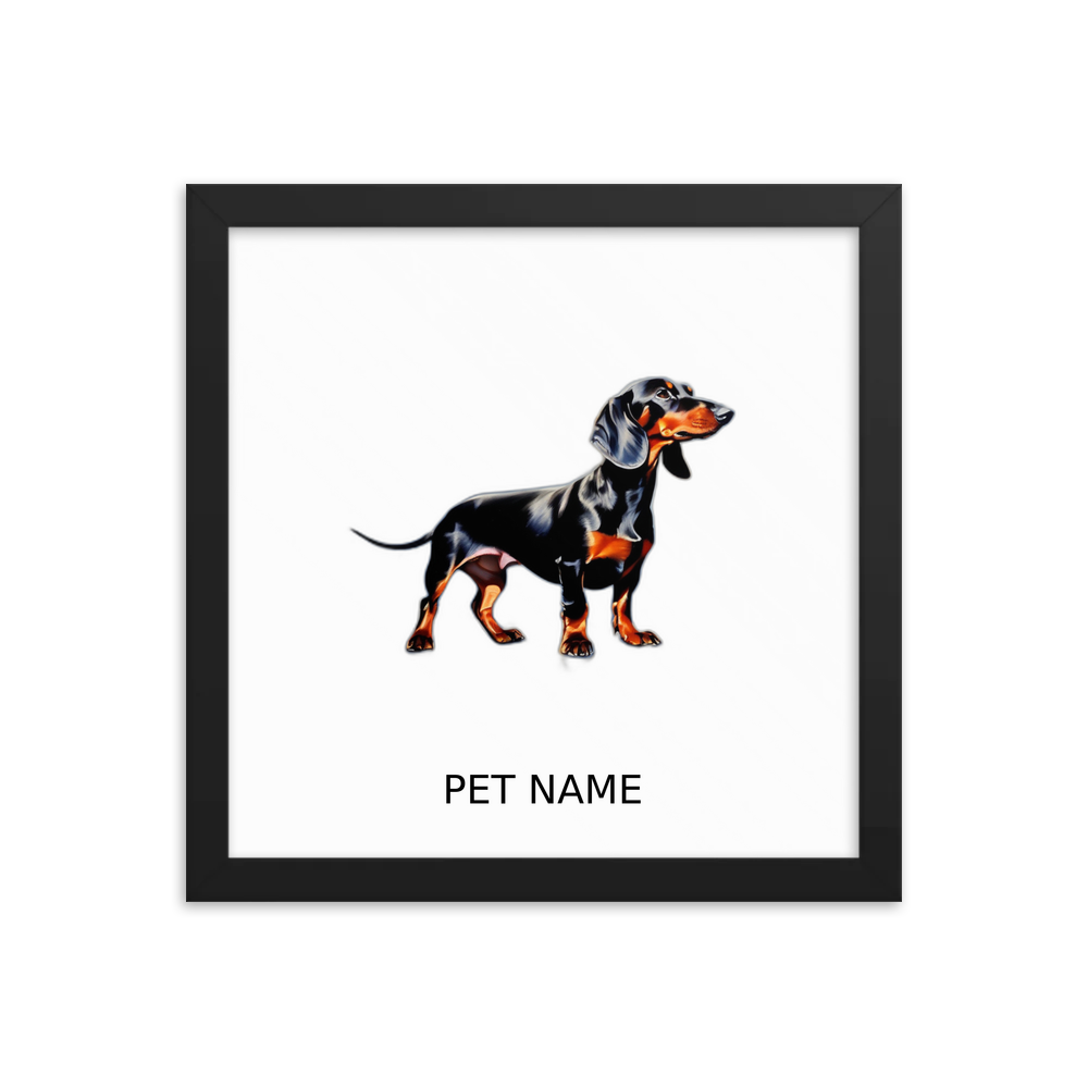 PugMug Custom Black Dachshund Framed Print with Your Pet’s Name