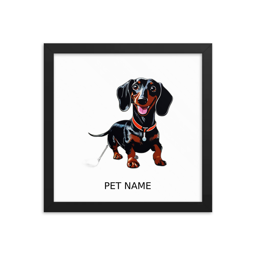 PugMug Custom Black Dachshund Framed Print with Your Pet’s Name