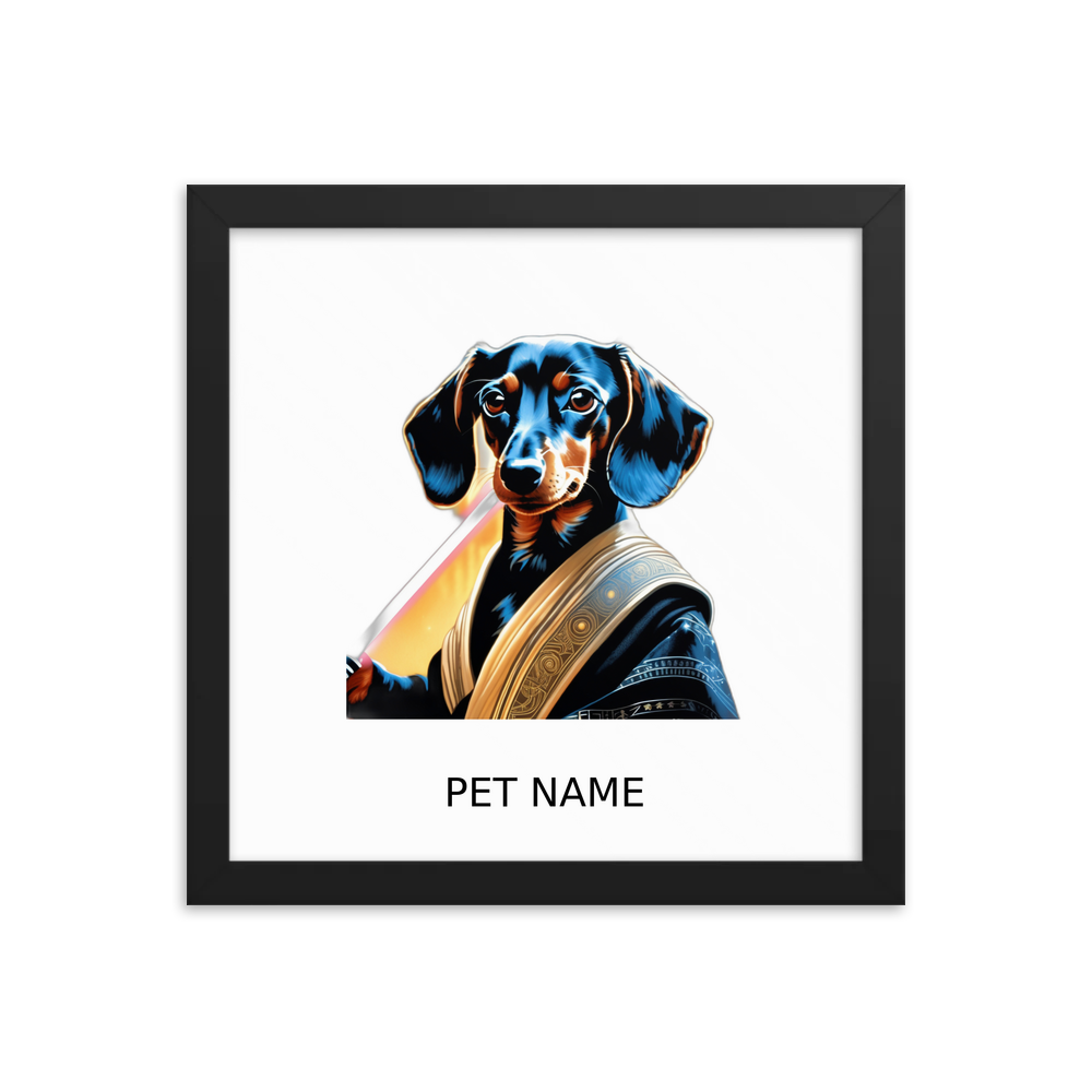 PugMug Custom Black Dachshund Framed Print with Your Pet’s Name