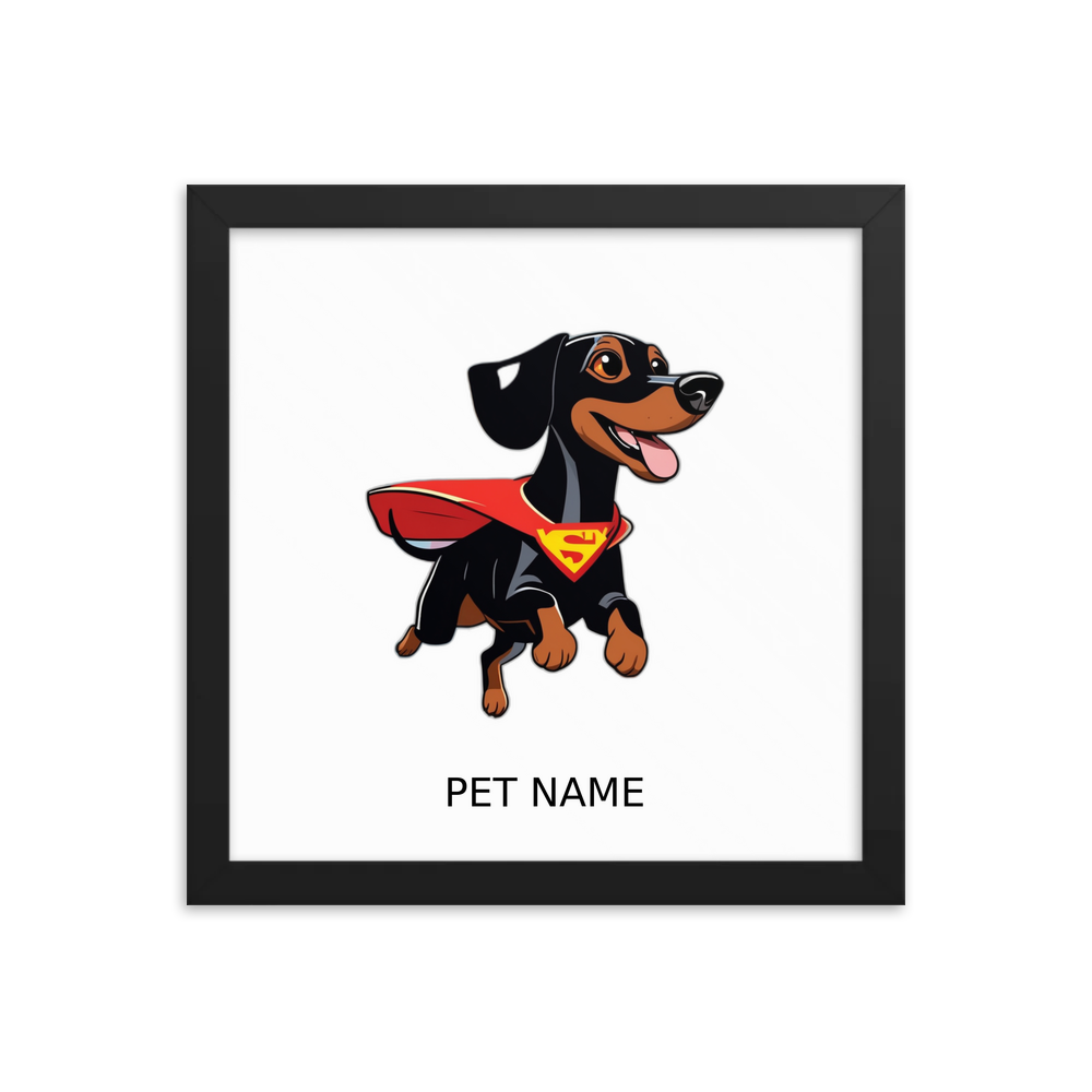 PugMug Custom Black Dachshund Framed Print with Your Pet’s Name