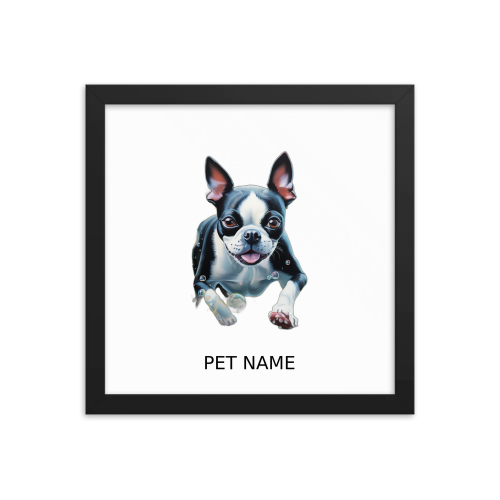 PugMug Custom Boston Terrier Framed Print with Your Pet’s Name