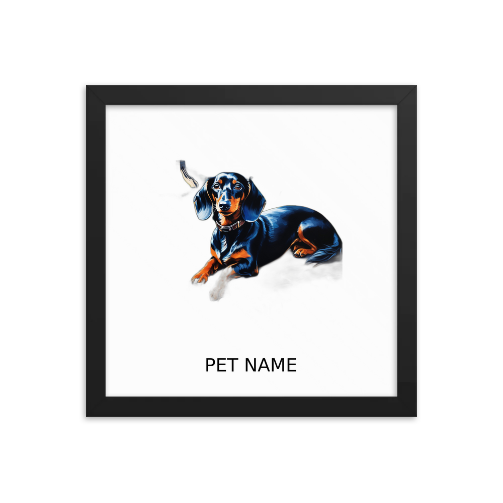 PugMug Custom Black Dachshund Framed Print with Your Pet’s Name