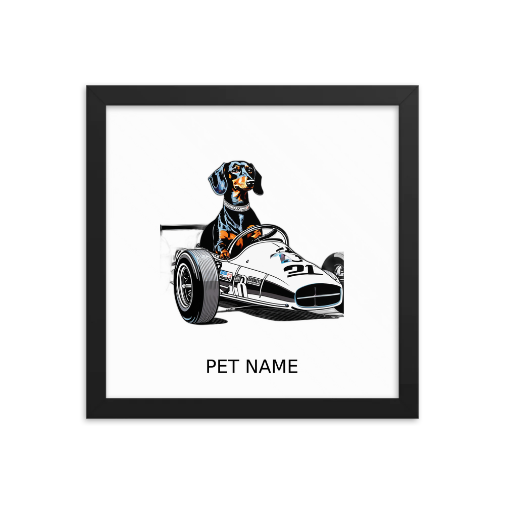 PugMug Custom Black Dachshund Framed Print with Your Pet’s Name
