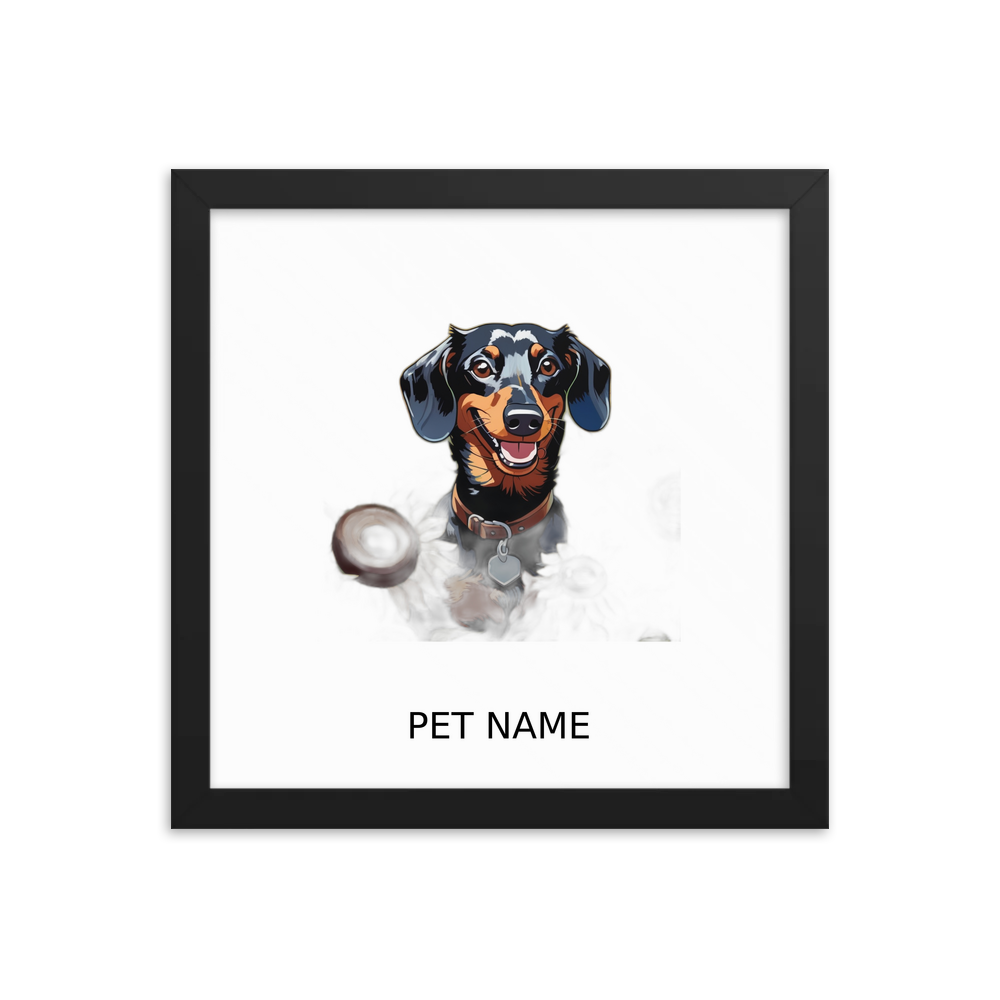 PugMug Custom Black Dachshund Framed Print with Your Pet’s Name
