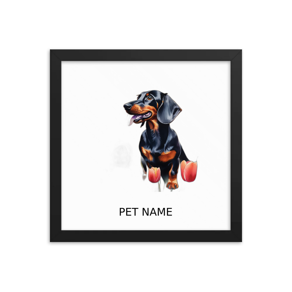 PugMug Custom Black Dachshund Framed Print with Your Pet’s Name