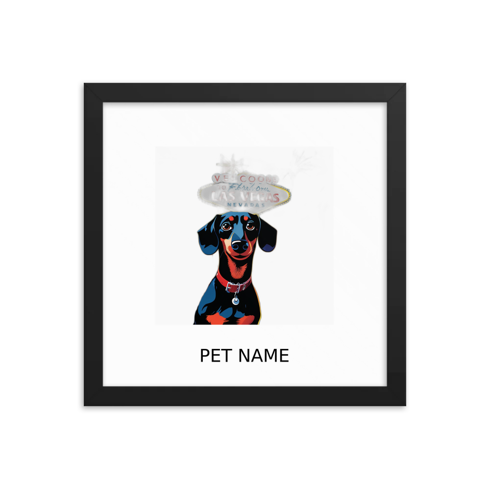 PugMug Custom Black Dachshund Framed Print with Your Pet’s Name