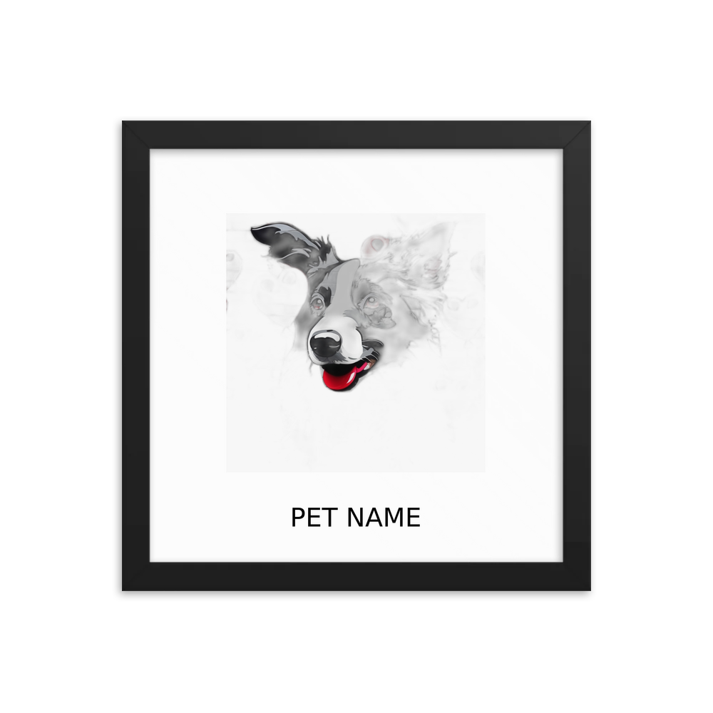 PugMug Custom Border Collie Framed Print with Your Pet’s Name