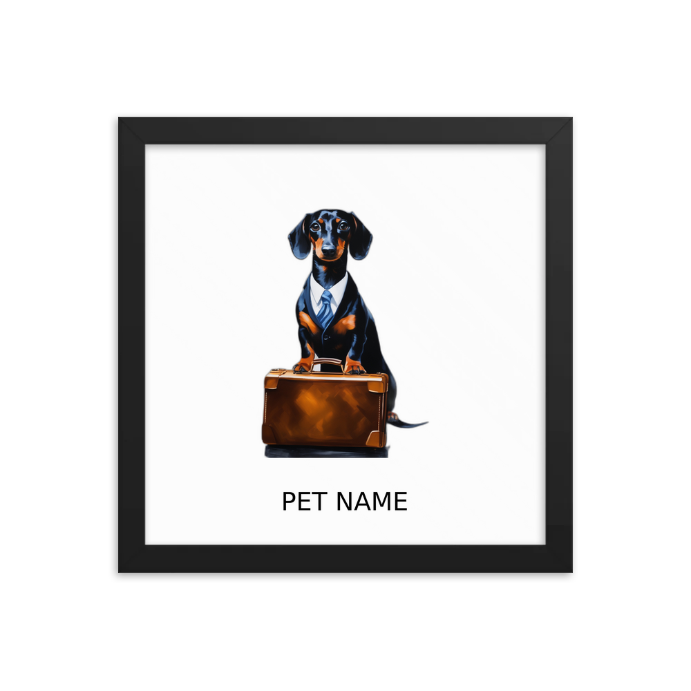PugMug Custom Black Dachshund Framed Print with Your Pet’s Name