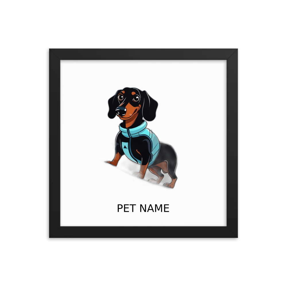 PugMug Custom Black Dachshund Framed Print with Your Pet’s Name